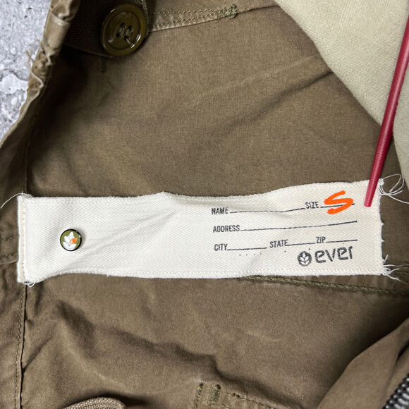 EVER Hiking Shorts 11" Raw Hem SIZE S Green Brown Drawstring Cotton Made USA - Picture 4 of 12